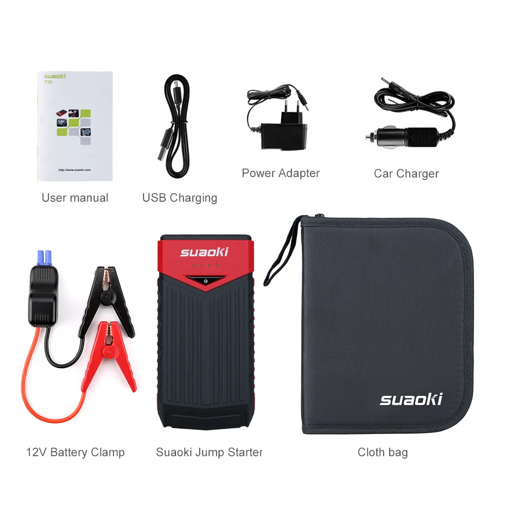 Suaoki T10 3 в 1 автомобиль скачок стартер светодиодная вспышка Двойной USB телефон зарядное устройство банк питания аккумулятор Портативный 12000 мАч 400A стартер