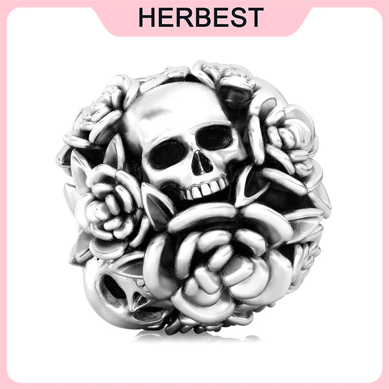 

Бусина-Шарм «череп, Роза» из серебра 925 пробы