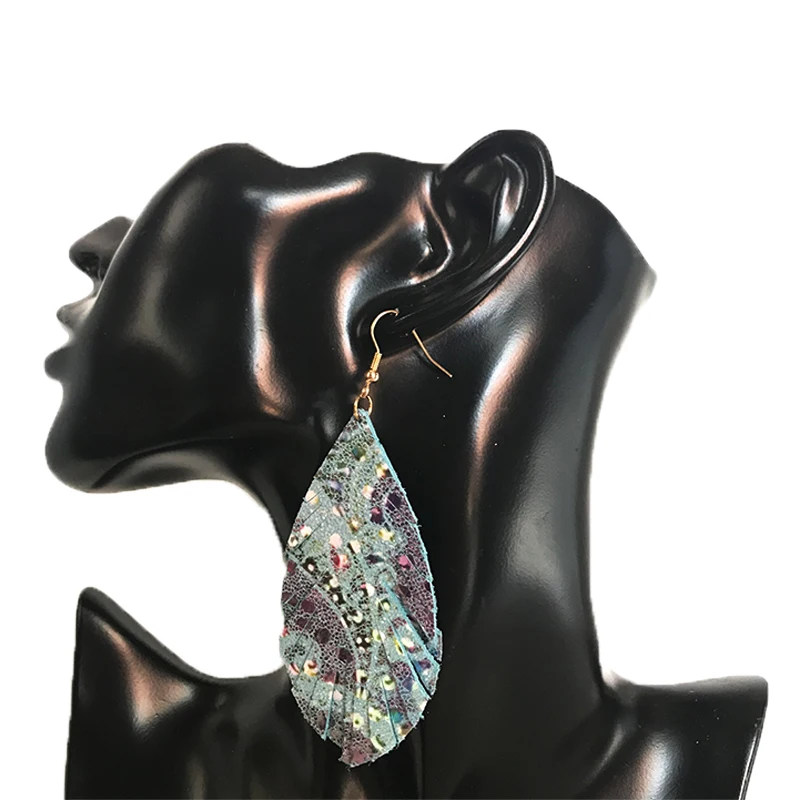 Cpop новые модные блестящие серьги из натуральной кожи для женщин массивные