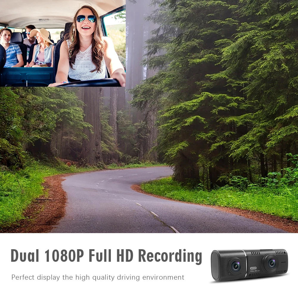 Автомобильный видеорегистратор 1," Full HD 1080P Dashboard двойной объектив видеорегистратор для автомобиля видеорегистратор 170 градусов видеокамера Dashcam ночного видения