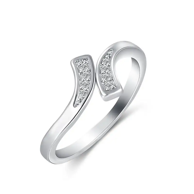 

Classical Exquisite Sliver Color Tiny Clear Crystal Adjustable Ring for Women Wedding Engagement Anniversary Jewelry