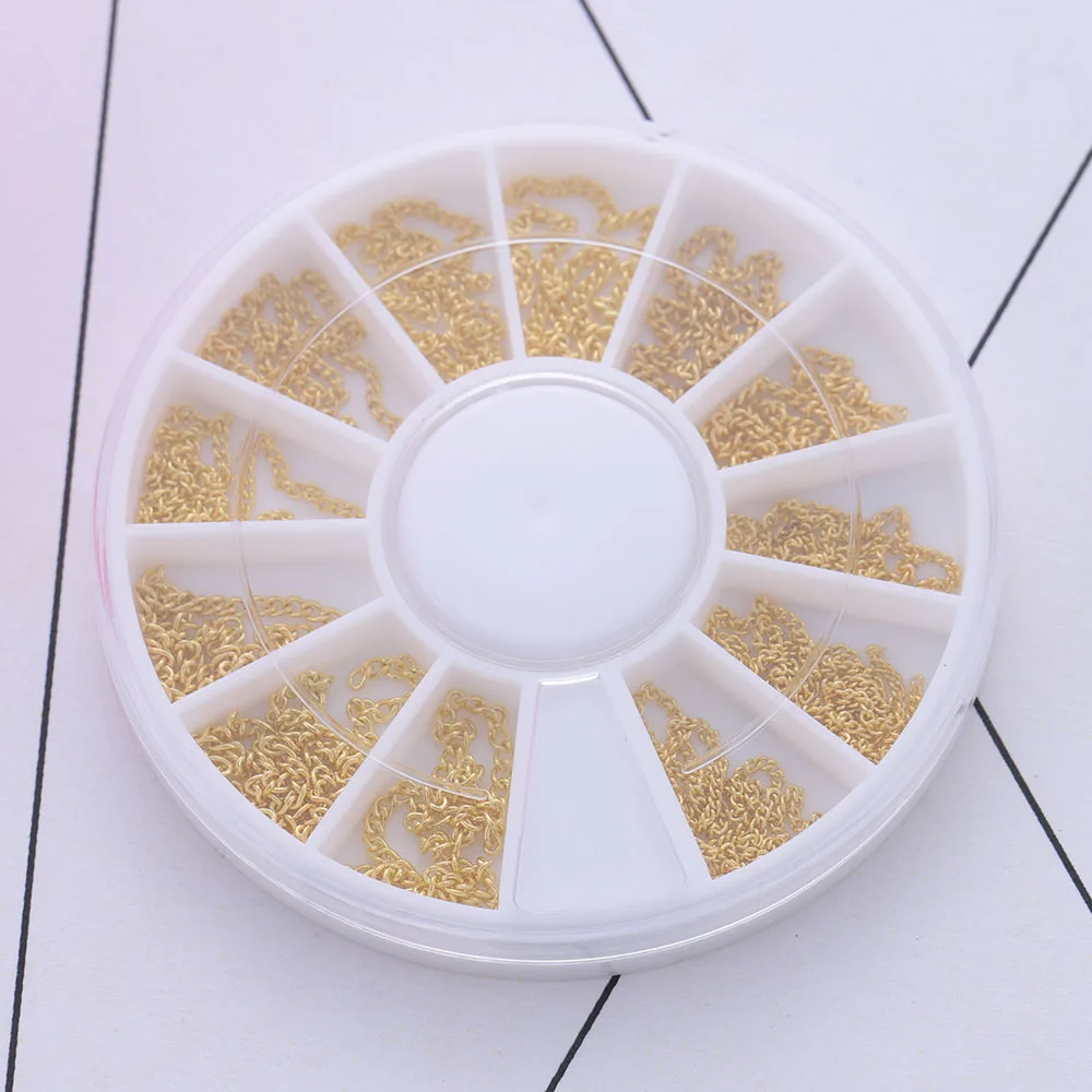 

Hot Sell New Style Nail Art Chain Nail Art Alloy DIY Golden Bead Metal Flat Gold Chain Small Disc Decoration Wholesale 1 Box