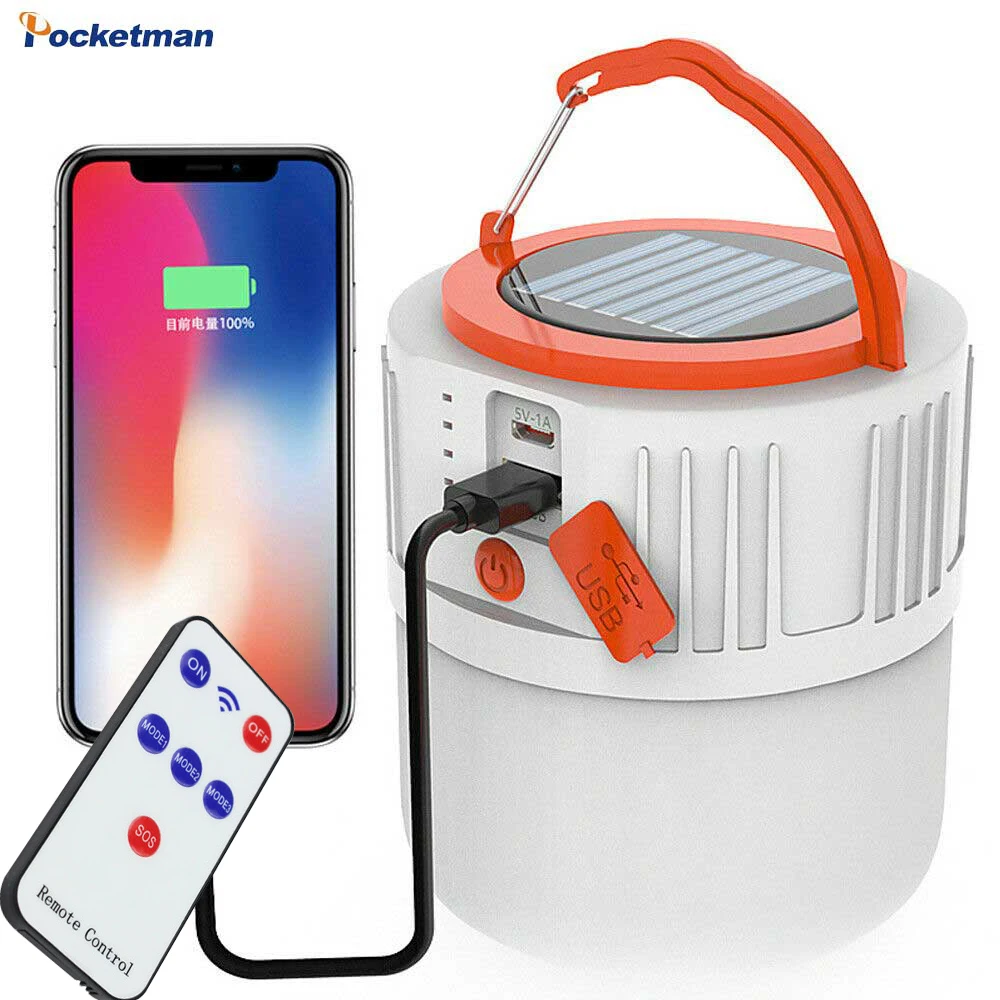 

Solar LED Camping Light USB Rechargeable Bulb For Outdoor Tent Lamp Portable Lanterns Emergency Lights For BBQ Hiking Drop ship