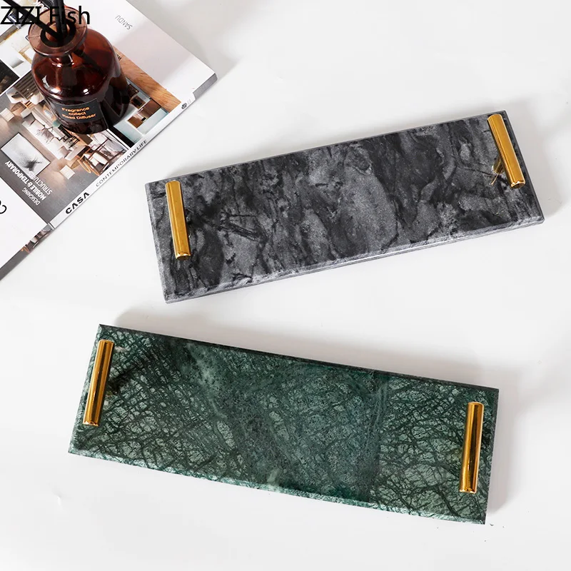 Нордический натуральный мраморный поднос украшение для косметики ювелирных