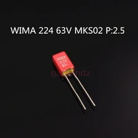 20pcs new wima mks02 0 22uf 63v 220n p2 5mm 0 22uf63v audio film capacitor mks02 22463v mks2 0 22uf63v 220nf 224