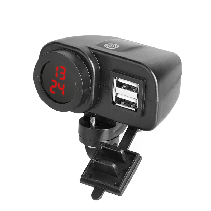 

Waterproof 12V Motorcycle 2.1A Dual USB Charger with LED Digital Clock Switch