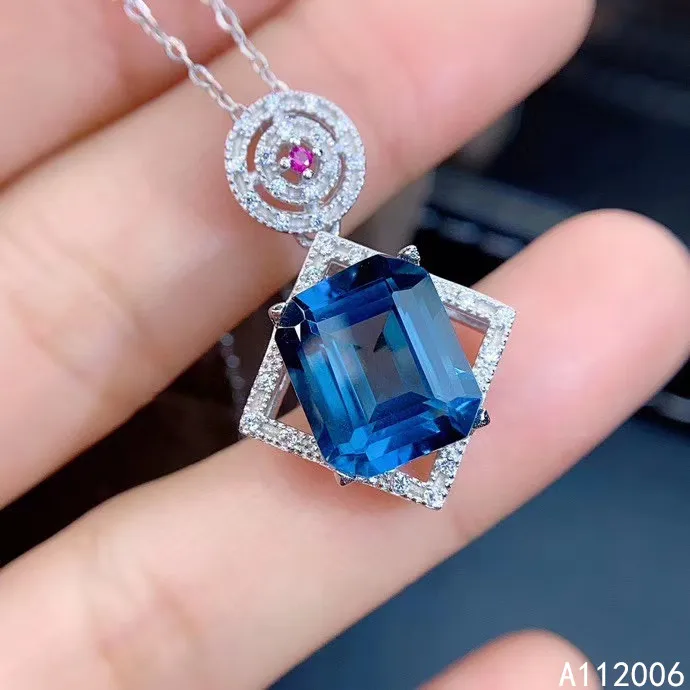 

KJJEAXCMY fine jewelry 925 pure silver inlaid natural blue topaz girl new Pendant Necklace popular clavicle chain support test