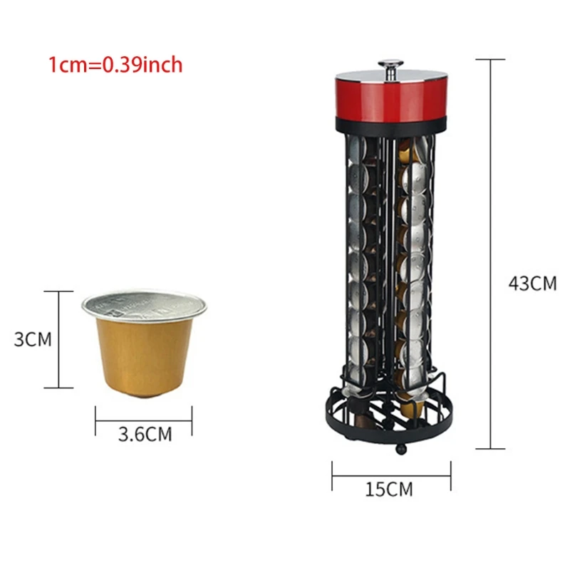 

40 Coffee Capsule Holder for Pellini 360 Degree Rotating Rack with Sugar Can Storage Large Capacity Organizer for Home Office