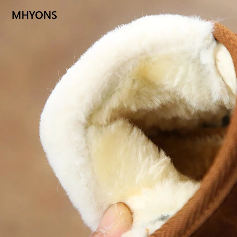 MHYONS/детская одежда для снежной погоды; детская обувь; обувь для девочек; обувь для мальчиков; модная мягкая подошва, детские для девочек плюшевые сапоги Зимняя теплая куртка для детей, кроссовки на плоской подошве