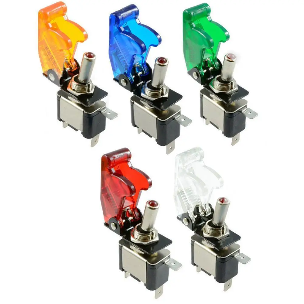 

12V 20A Car Dash Toggle SPST ON-OFF Illuminated LED Flip Up Cover Flick Switch