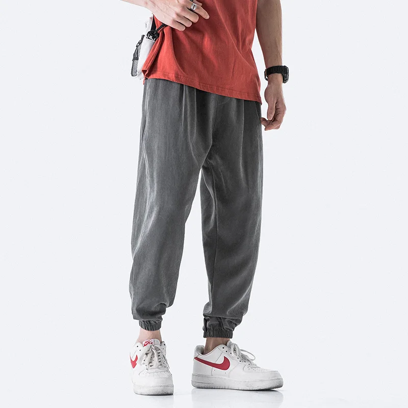 

2021 Harajuku Summer Men Pants Casual Mens Business Trousers Thin Loose Elastic Waist Japan Style Pencil Pants Trousers Men