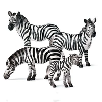 4pcsset simulation wild animal model mini zebra suit plastic solid hand made ornaments childrens cognitive toys
