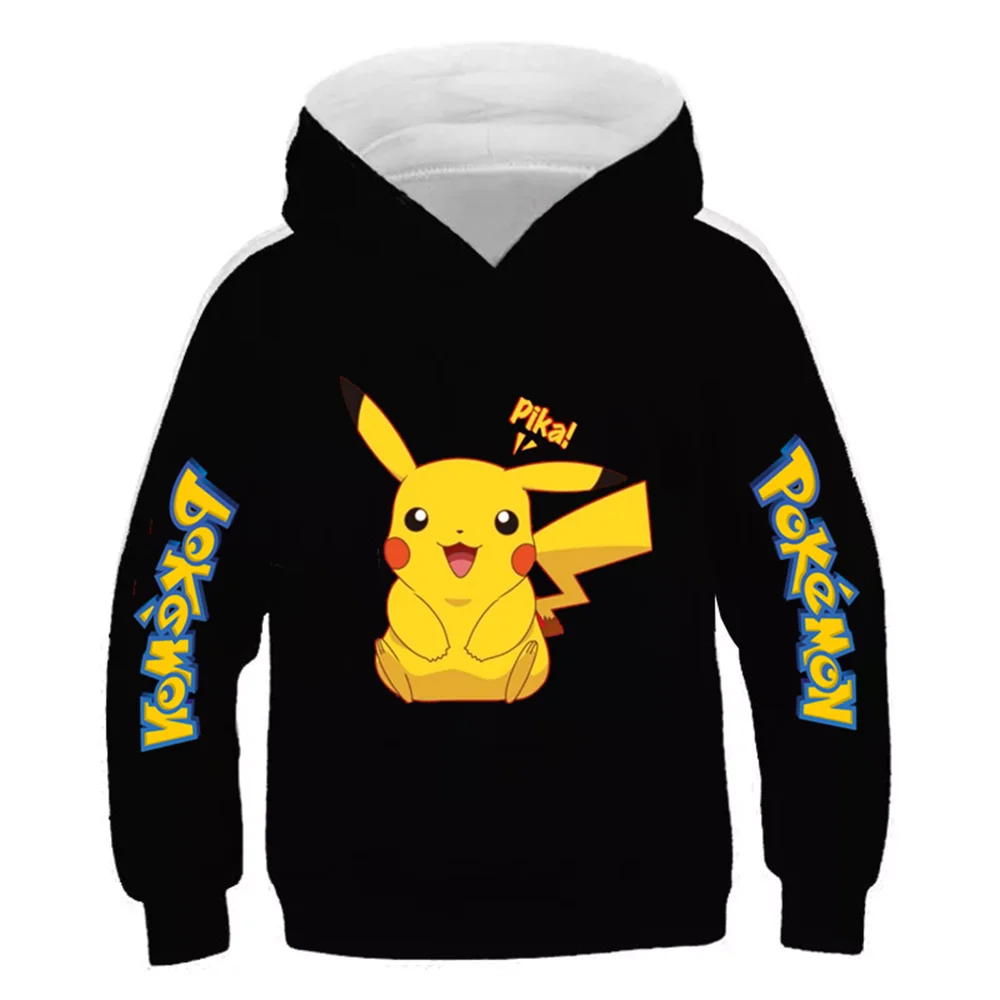 

4-14 Years Kids Cotton Hoodies Pikachu Pokemon Sweatshirt Long Sleeve Children Clothes Boys/Girl Cool Cute Tops Kids Size 3-16y