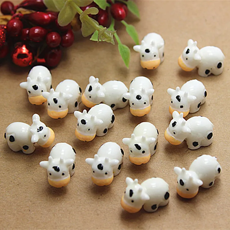 10 шт. Kawaii Mini Cow Animals мини Фея для дома фигурки сада миниатюрные украшения домашнего