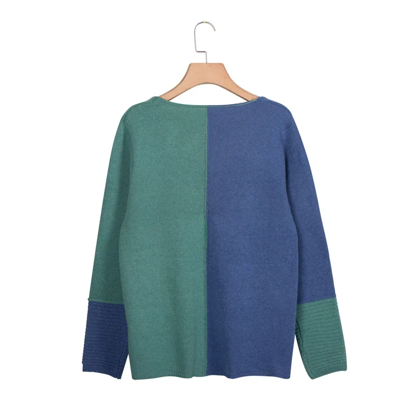VITIANA Loose Casual Knit Sweater Women Autumn Female Long Sleeve Patchwork Knitted Sweaters Femme Plus Size 5XL Clothes