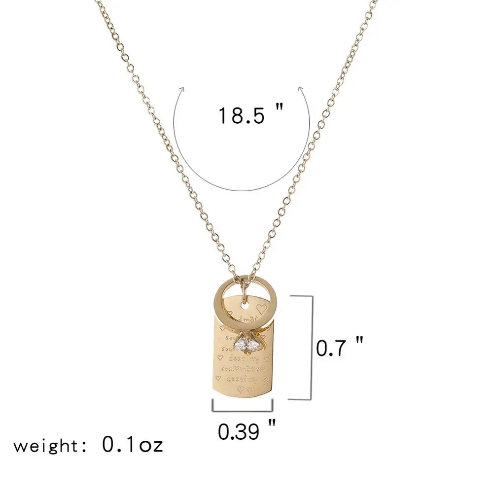 

lureme Stainless Steel Gold with Letters Tag Necklace for Women Girls
