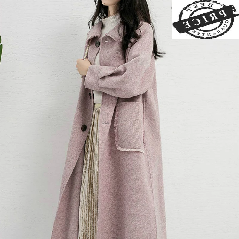 

Coats Winter Womens Sided Wool Coat Female Long Elegant Ladies Autumn Spring Clothes Abrigos Mujer Invierno 2021 LWL132a