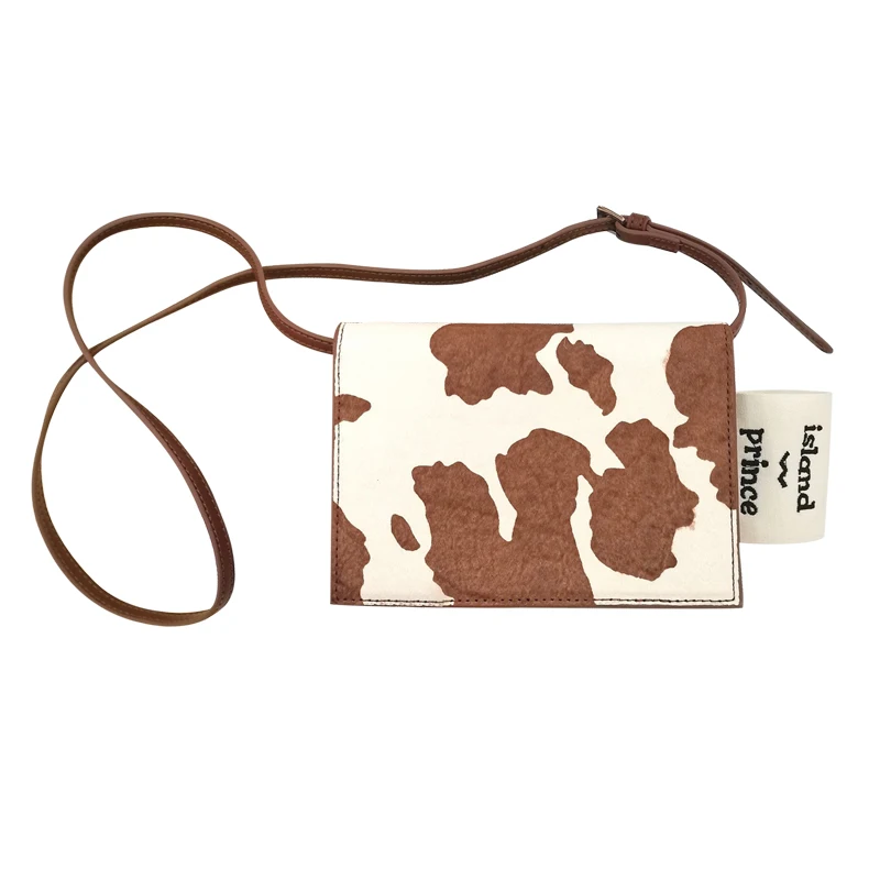 

New Cow Print Letter Bag Retro Horsehair Flower Beading Small Square Bag Designer Messenger Bag Fashionable One-shoulder Handbag