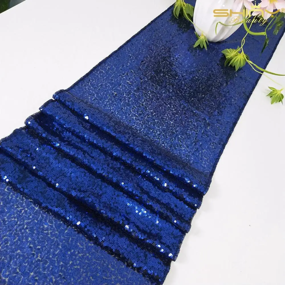 Shinybeauty Navy Blue Sequin Table Runner 12&quotx72&quot Bulk for Home Party/Wedding/Hotel/Event-80620 | Дом и сад