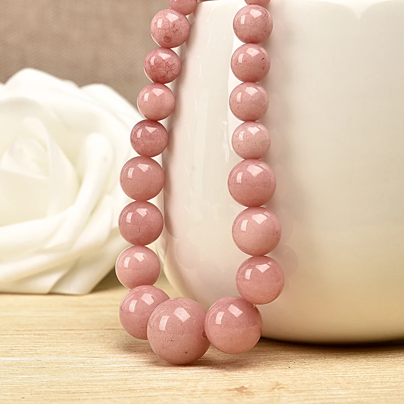 Лидер продаж Ожерелье Из Натурального Розового халцедона с круглыми бусинами 6 14