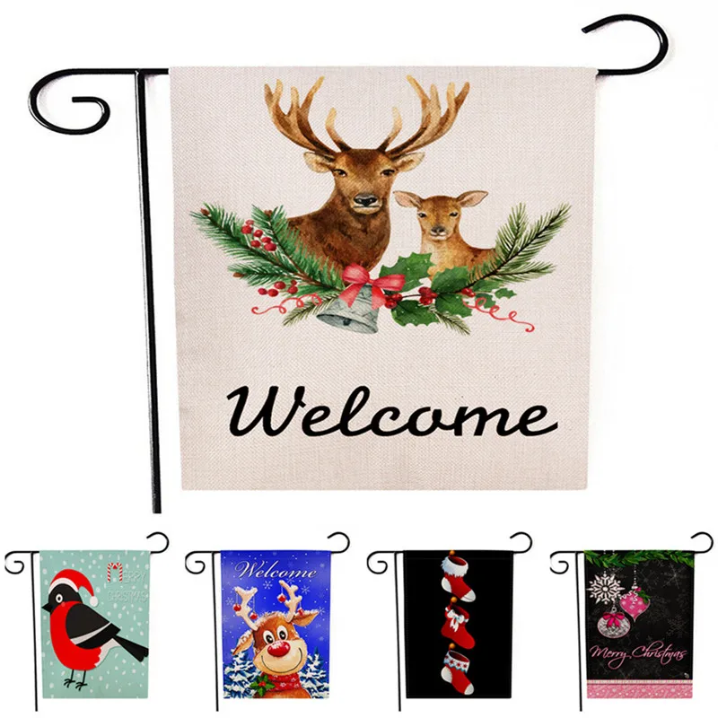 Lychee двухсторонние садовые флаги рождественские птицы льняные баннеры вечерние