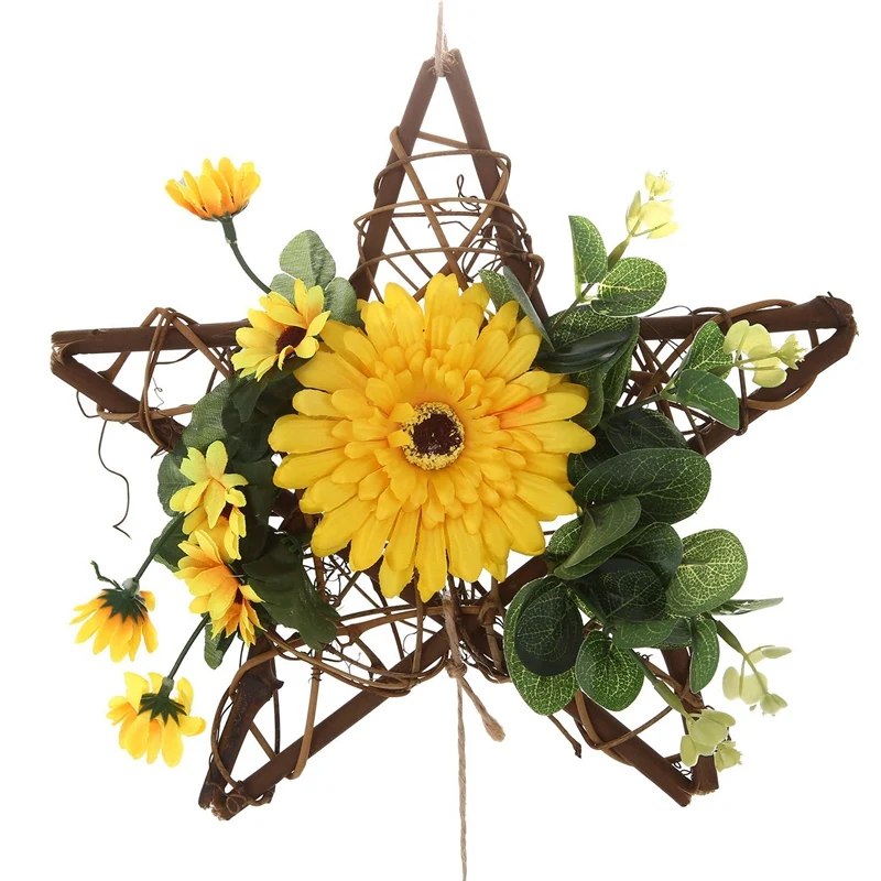 

Pentagram Rattan Circle Wall Simulation Flower Ornaments Wall Home Accessories