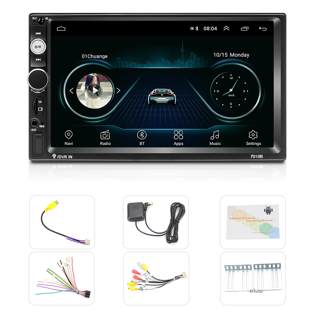 Автомагнитола Podofo мультимедийный MP5 плеер с 7 &quotHD дисплеем Bluetooth FM для Nissan KIA Toyota