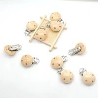 chenkai 50pcs baby pacifier clip natural wood pacifier clip wooden dummy wooden holder for infant diy soother clasps accessories