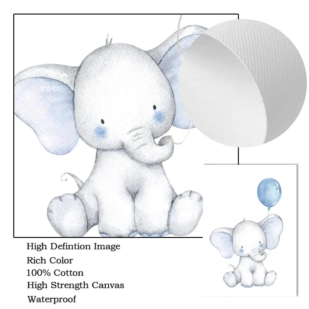 Синий воздушный шар слон искусство на стене печать холсте цитата картина