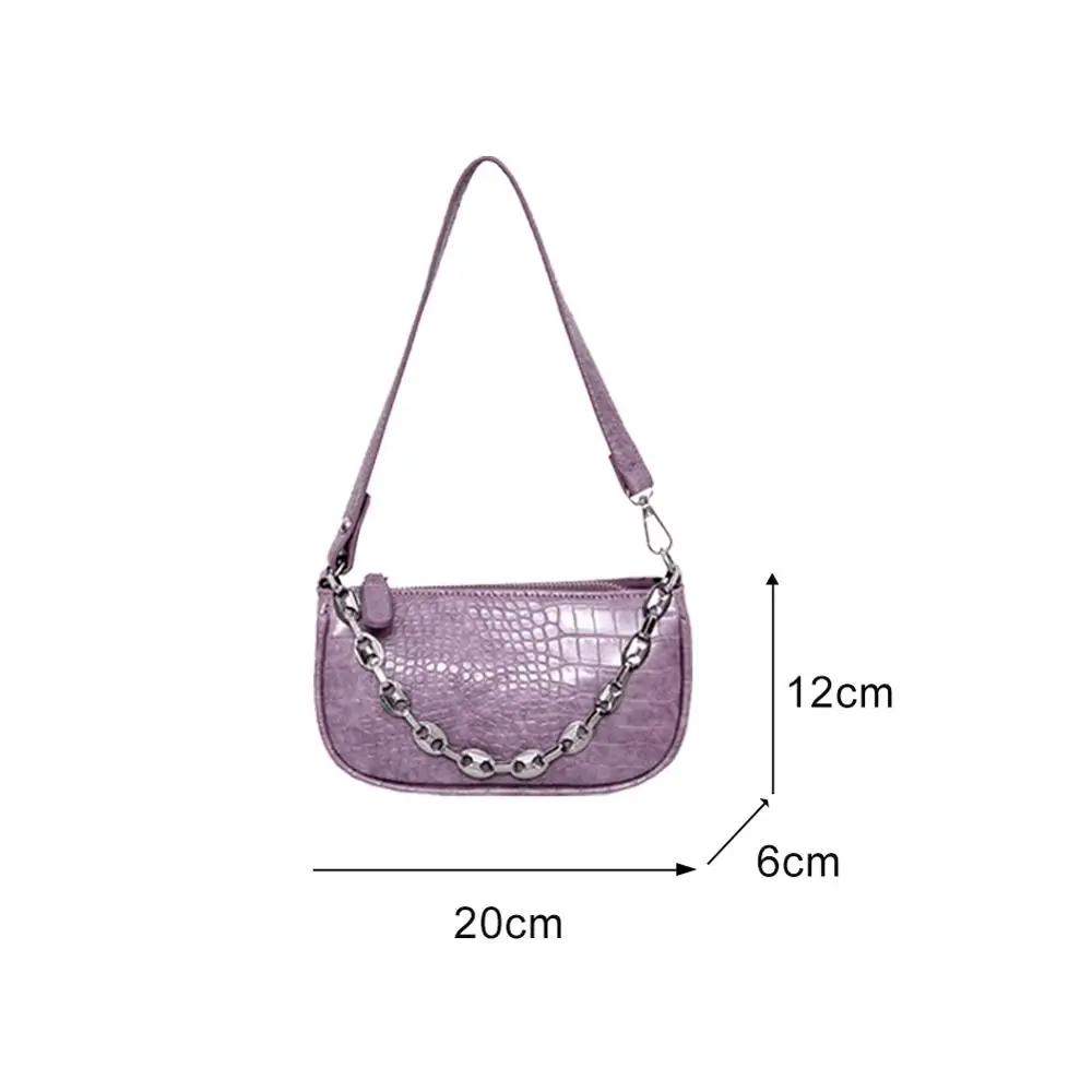 

Alligator Pattern Shoulder Bag For Women 2020 Fashion PU Leather Handbag Solid Color Chain Design Ladies Travel Purse Totes