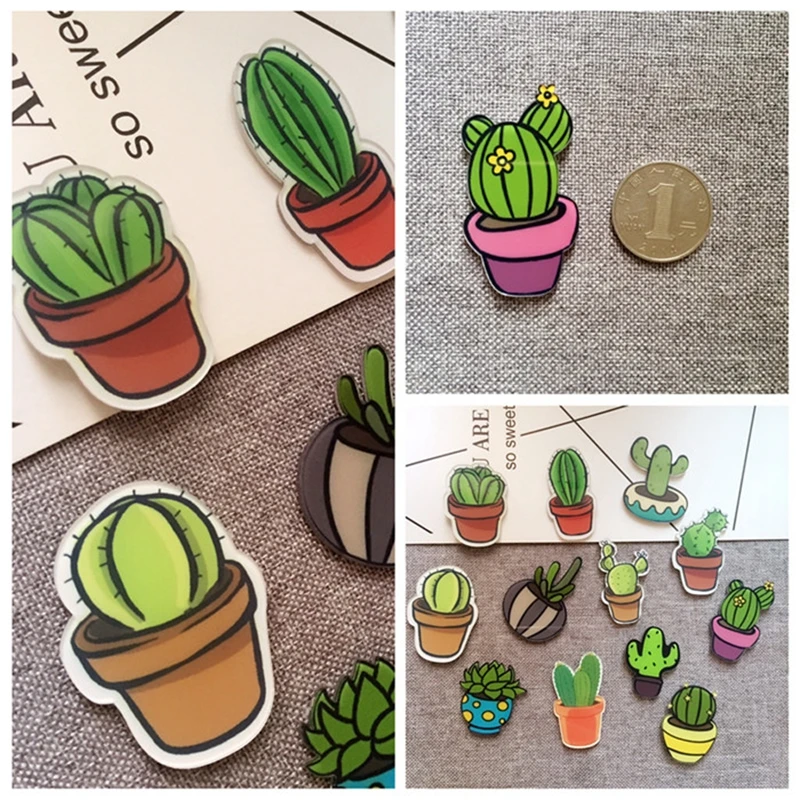 Милый кактус магниты на холодильник маленький суккулент растение украшения