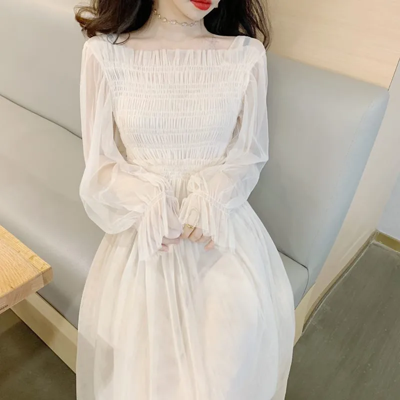 Женское Сетчатое платье весна осень 2020 новые модные женские винтажные вечерние