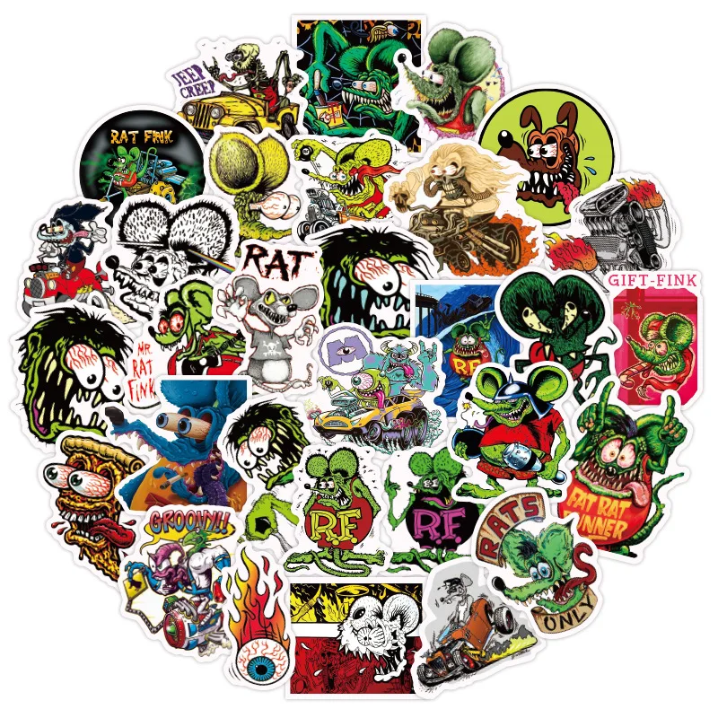 50 шт. Rat Fink Mouse Граффити стикер s для телефона ноутбука багаж гитара скейтборд