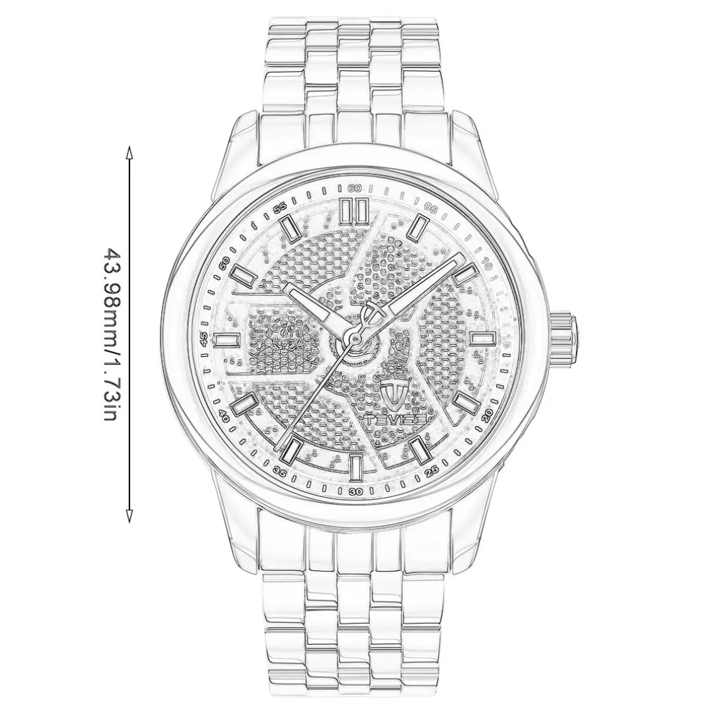 TEVISE New Mechanical Watch Steel With Round Explosion Men'S Waterproof Fashion Casual Fall | Наручные часы