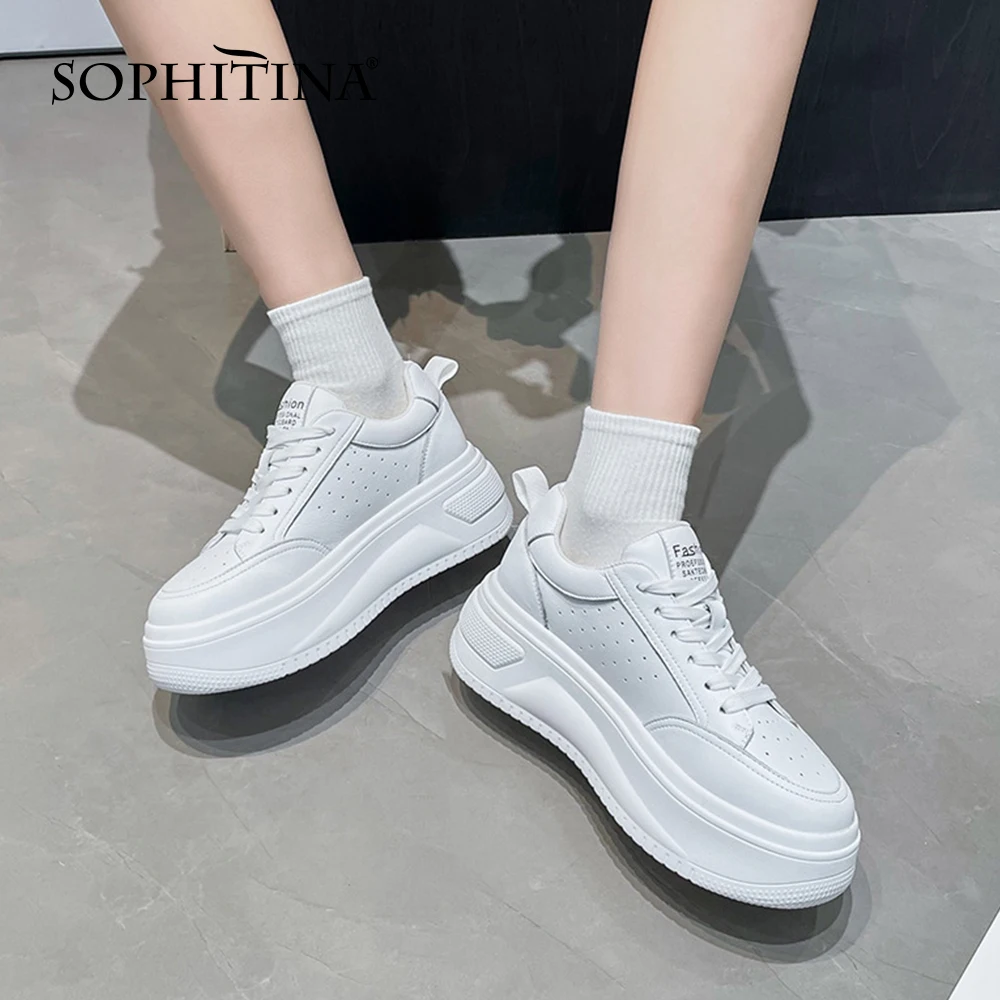 

Женские кроссовки на платформе SOPHITINA, кожаные дышащие, на толстой подошве, Спортивная весенняя обувь для отдыха, без каблука, YO858