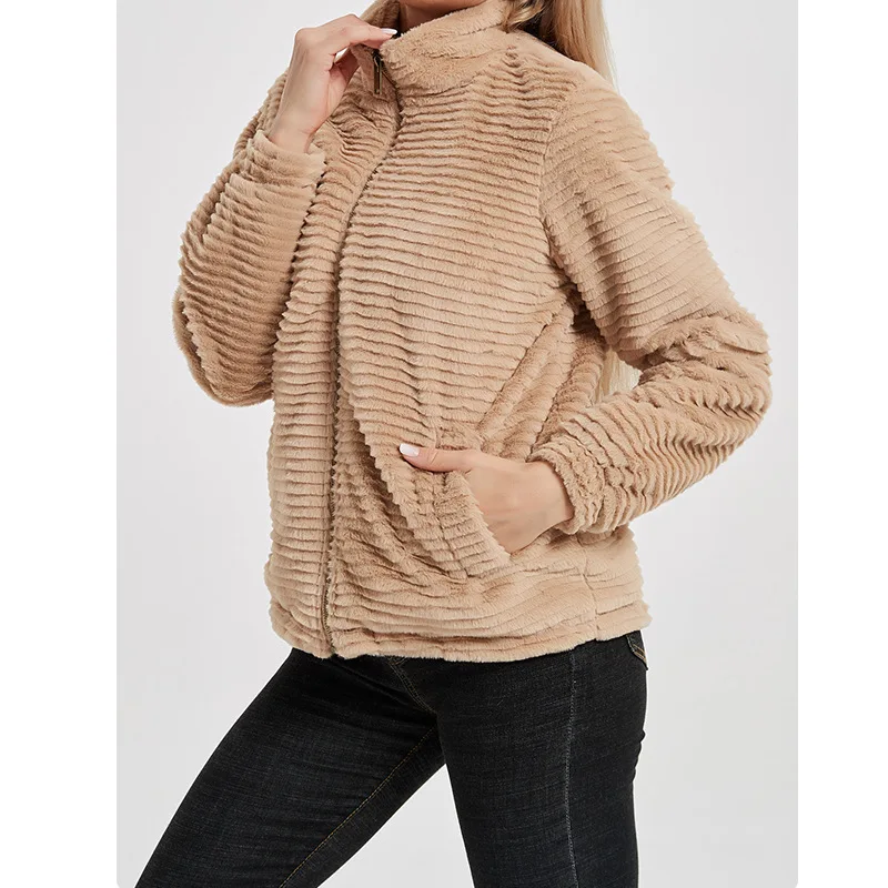 

Jacket women 2021 new women's temperament lamb velvet half high collar lightweight cotton jacket