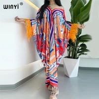 winyi sukienka dresses for women dashiki snake clothes bazin broder riche sexy feather sleeve robe evening long dress
