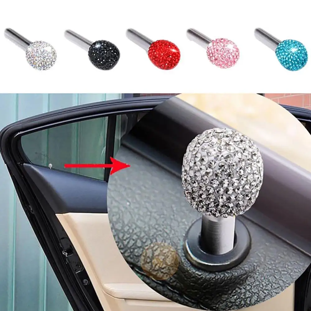 

The New Stylish 2Pcs Shiny Rhinestones Car Vehicle Interior Door Lock Knob Pull Pins Decoration Interior Accessories