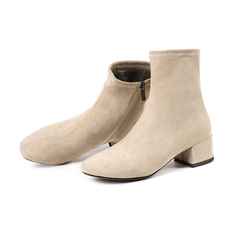 Sgesvier Women's Boots Pointed Toe Yarn Elastic Ankle Thick Heel High Heels Shoes Woman Female Socks 2020 Spring | Обувь