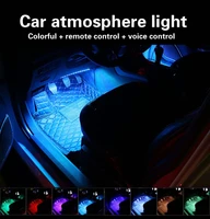 4pcset car interior led strip lights auto dash floor foot ambient atmosphere styling neon decorative lamp wireless remote mode