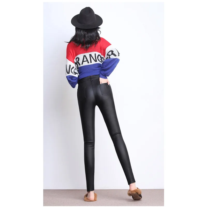 JUJULAND женские кожаные брюки зимние с высокой талией из искусственной кожи