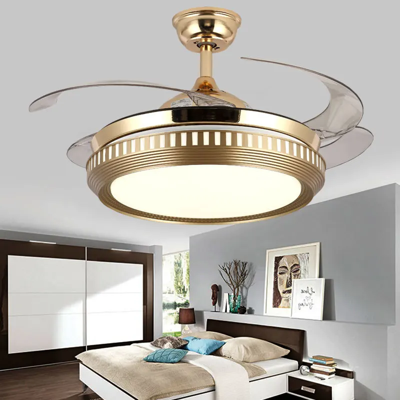 

Modern Light Luxury Ceiling Fan Lamp Bedroom Nordic Led Ceiling Fan With Lights Remote Control Ventilador De Techo Room Decor BC