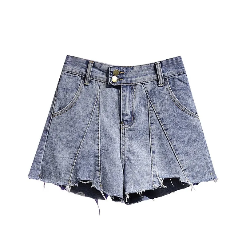 

High-Waist Denim Shorts Women Summer New Korean-Style Plus Size Loose Wide-Leg Shorts Women