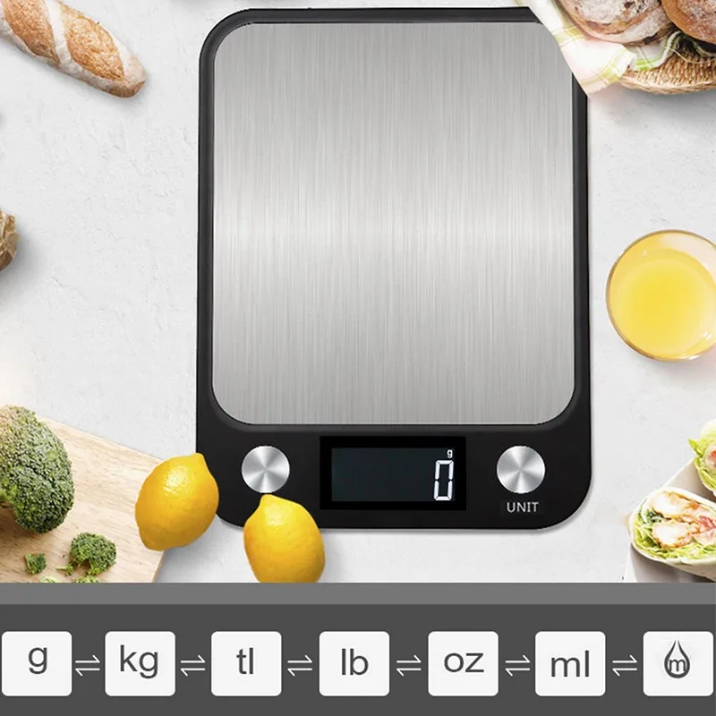 

Digital Kitchen Scale Stainless Steel Food Weighing Scale with Backlight Display Food Bake Scale Electronic Bench Scale5/10kg 1g