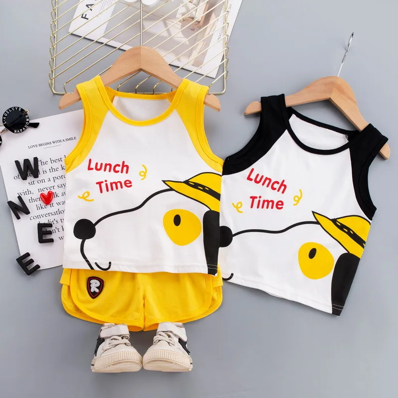 

2Pcs Summer Toddler Baby Kids Boys Girls Cartoon Print Vest Top + Short Pants Tracksuits Sport Children's Outfit Clothing Sets