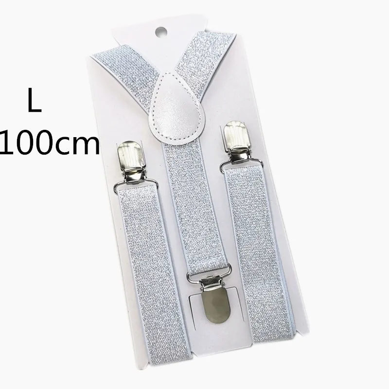 silver-100cm 2,5 см ширина Золотой Серебряный Эластичный ремень унисекс подтяжки регулируемые Y назад взрослые дети мужчины женщины Мальчики Подтяжки для девочки Вечерние - Цвет: silver-100cm