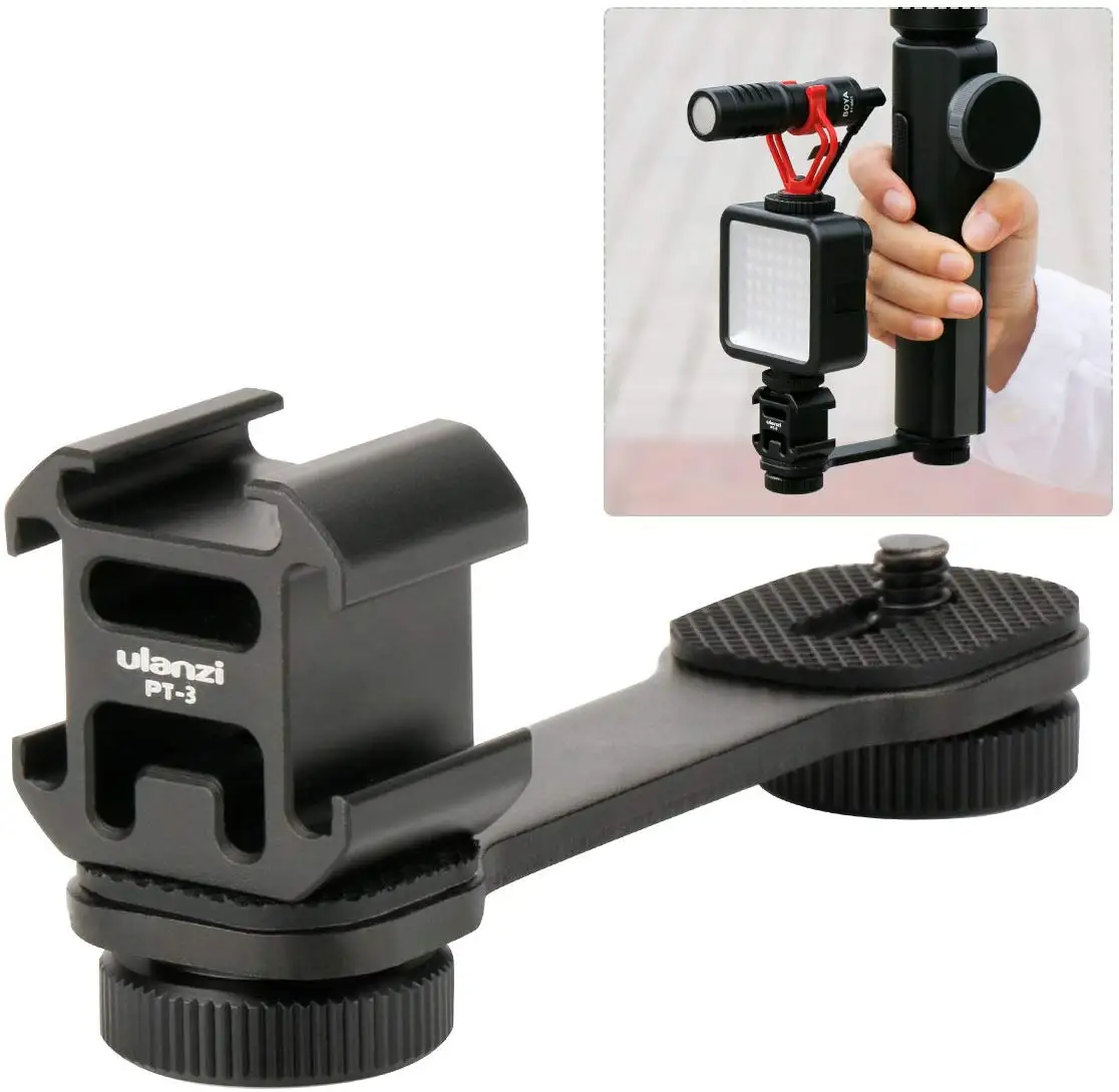

PT-3 Triple Cold Shoe Plate Mount Adapter Microphone Extension Bar Extend Port Monitor Camera Base For Zhiyun Smooth OSMO Mount