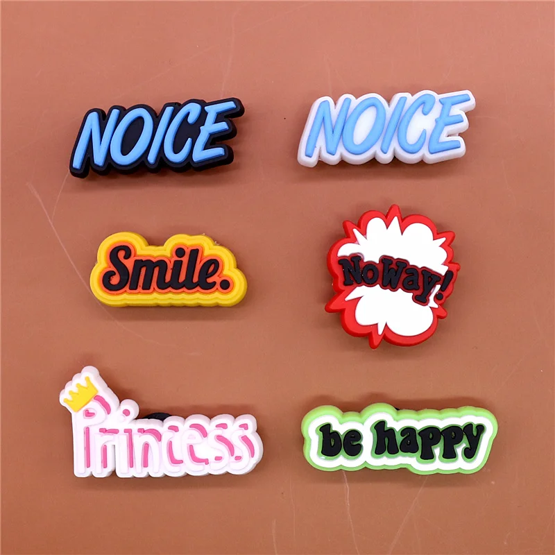 1pcs Crock Charms Accessories Custom Cartoon PVC Shoe Croc Buttons Sandals Charm Decoration Smile Noice Be Happy Free Shipping