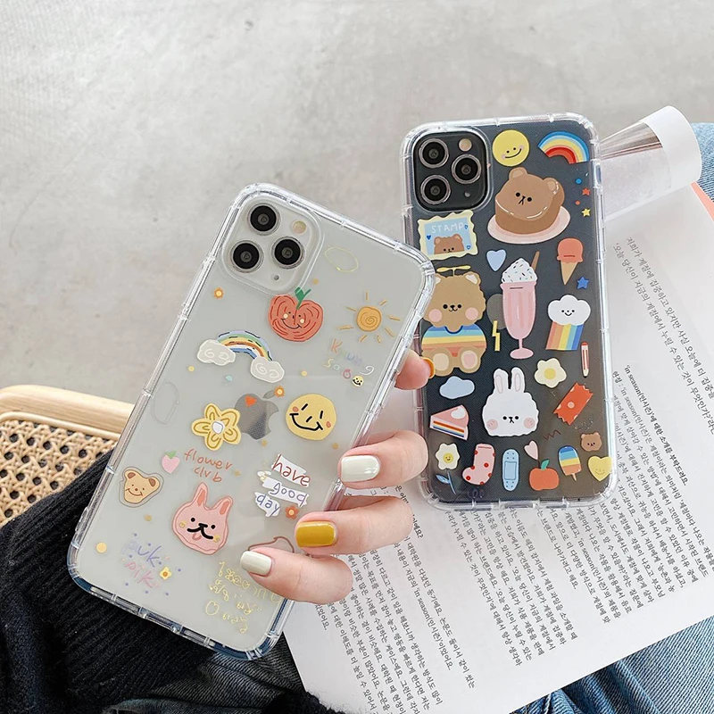 Корейский чехол для телефона с мультяшным медведем INS iphone XR XS MAX 7 8 Plus силиконовый