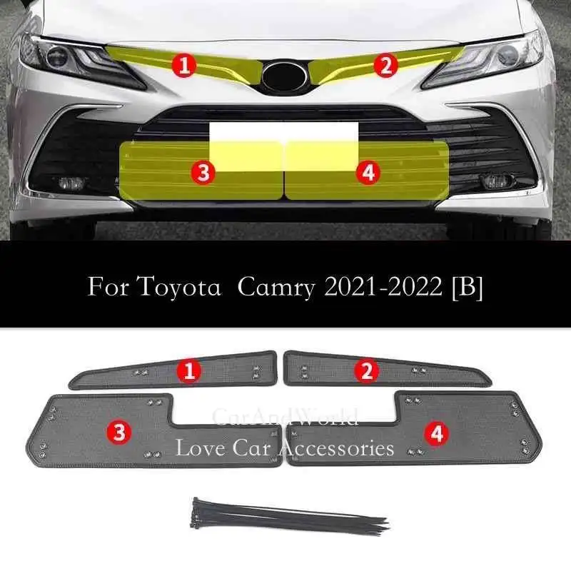 

For Toyota Camry 2018-2020 2021-2022 Stainless Steel Middle Grilles Insert Net Protecte Guard Mesh Trims Cover Car Accessories